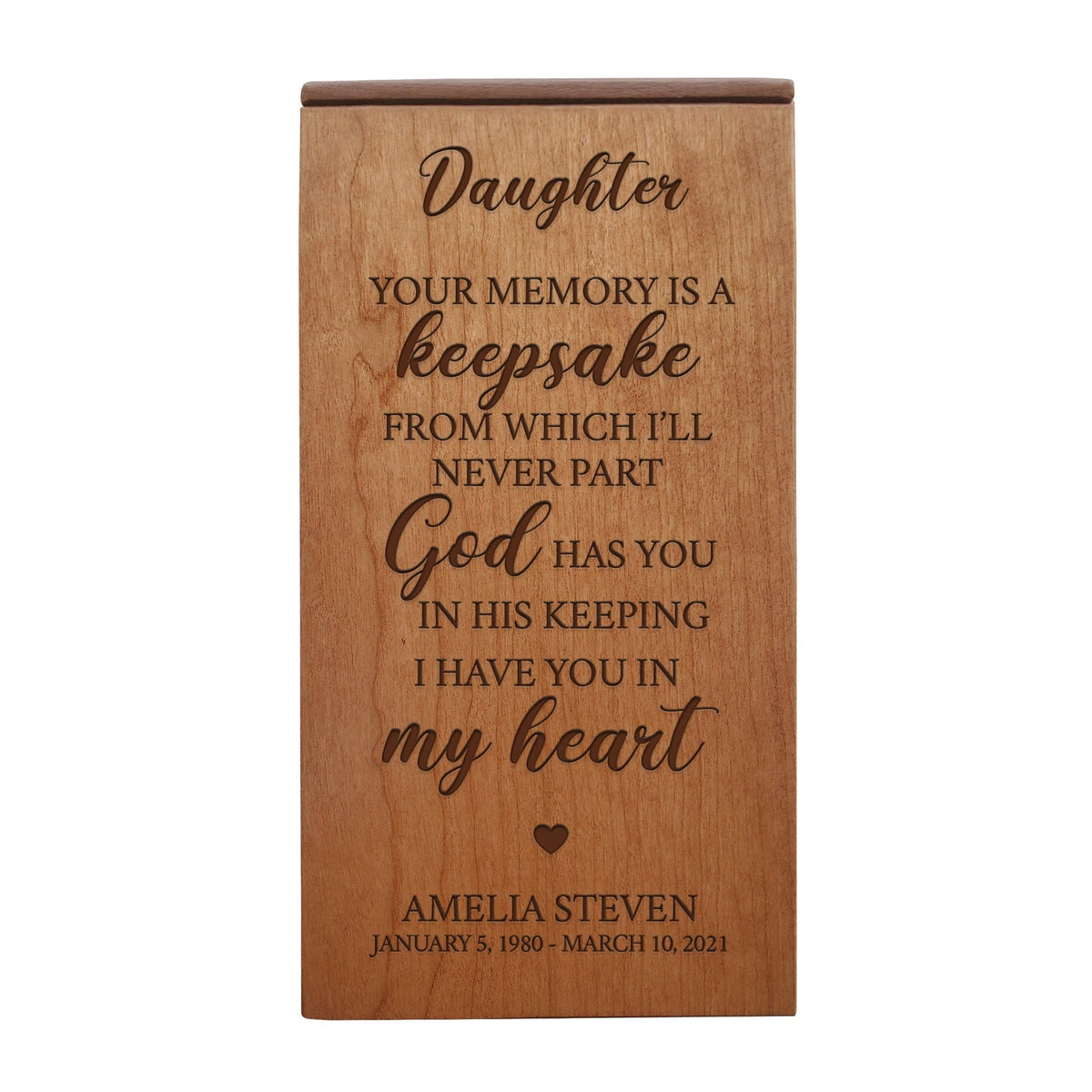 Custom Unique Memorial Wooden Keepsake Box for Daughter's Memory