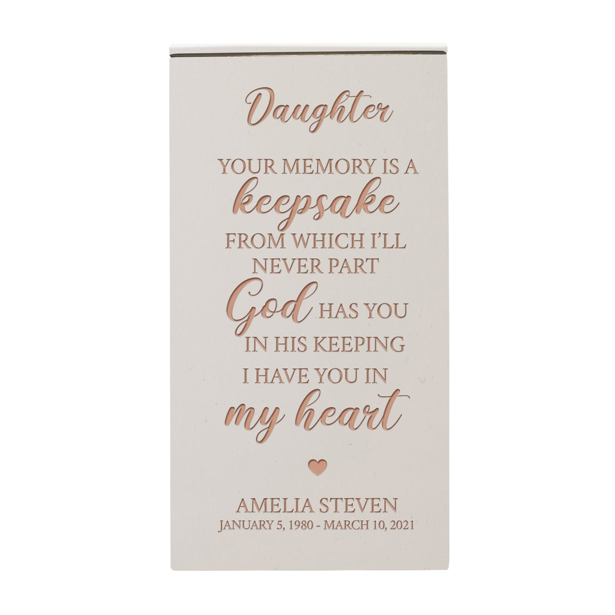 Custom Unique Memorial Wooden Keepsake Box for Daughter's Memory