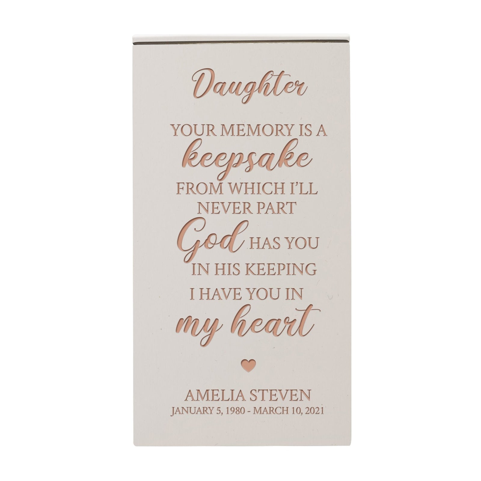 Custom Unique Memorial Wooden Keepsake Box for Daughter's Memory