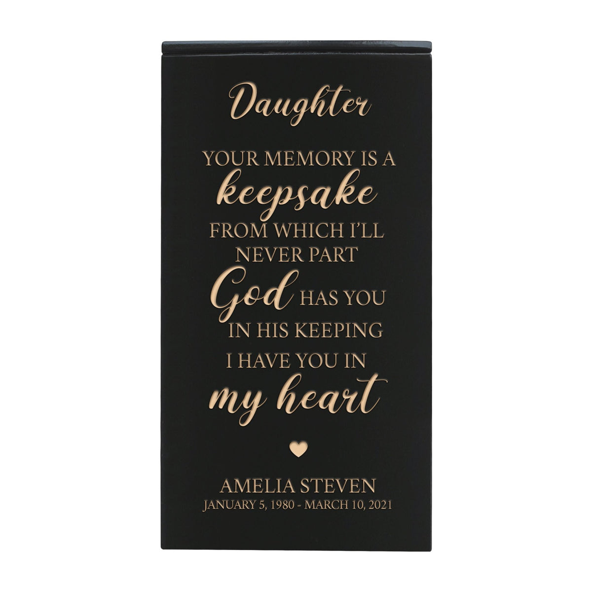 Custom Unique Memorial Wooden Keepsake Box for Daughter's Memory