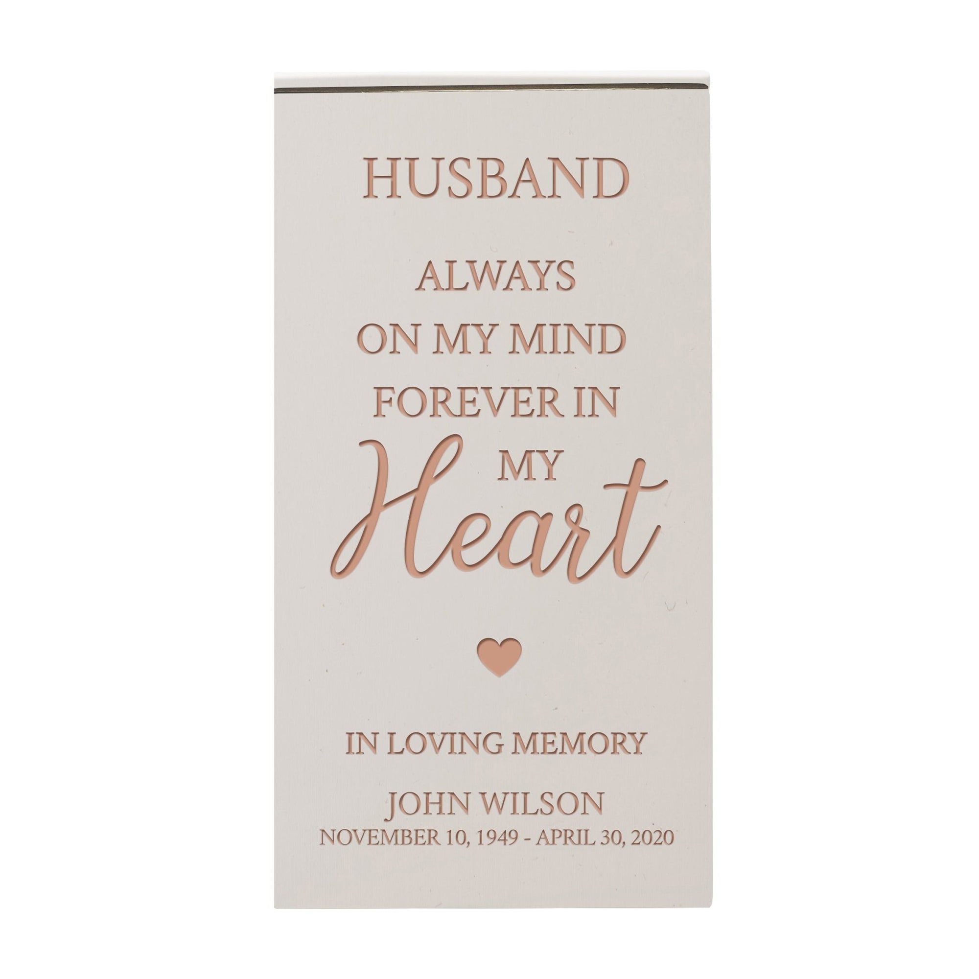 Custom Engraved Memorial Keepsake Urn Box holds 100 cu in of Ashes Husband Always On My Mind - LifeSong Milestones