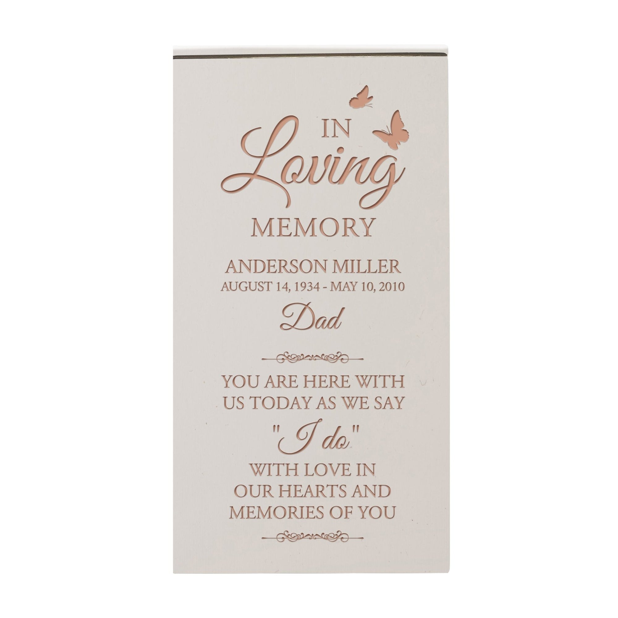 Custom Engraved Memorial Keepsake Urn Box holds 100 cu in of Ashes In Loving Memory - Dad, You Are Here - LifeSong Milestones