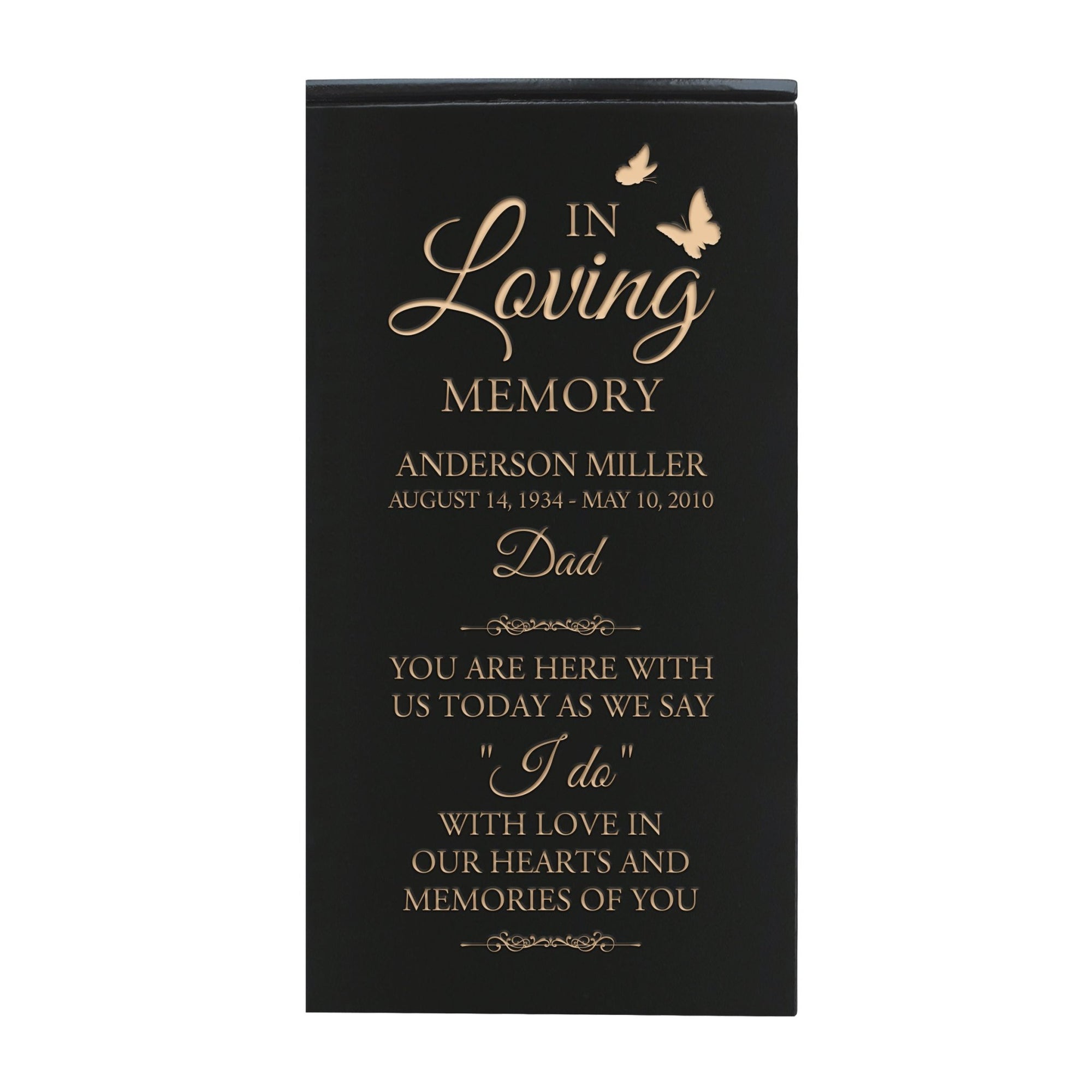 Custom Engraved Memorial Keepsake Urn Box holds 100 cu in of Ashes In Loving Memory - Dad, You Are Here - LifeSong Milestones