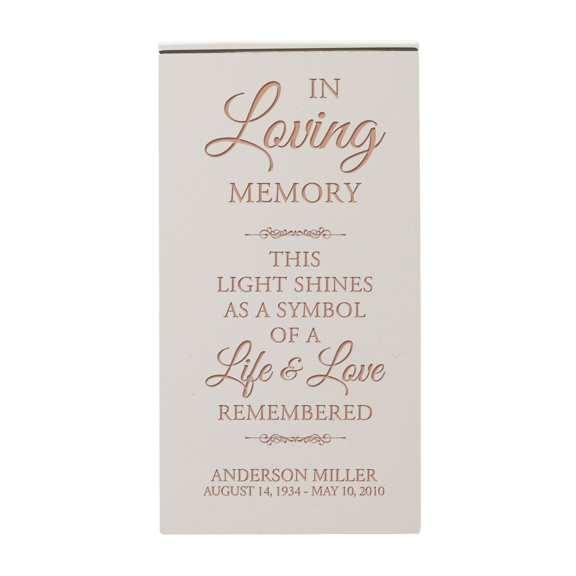Custom Engraved Memorial Keepsake Urn Box holds 100 cu in of Ashes In Loving Memory - This Light Shines - LifeSong Milestones