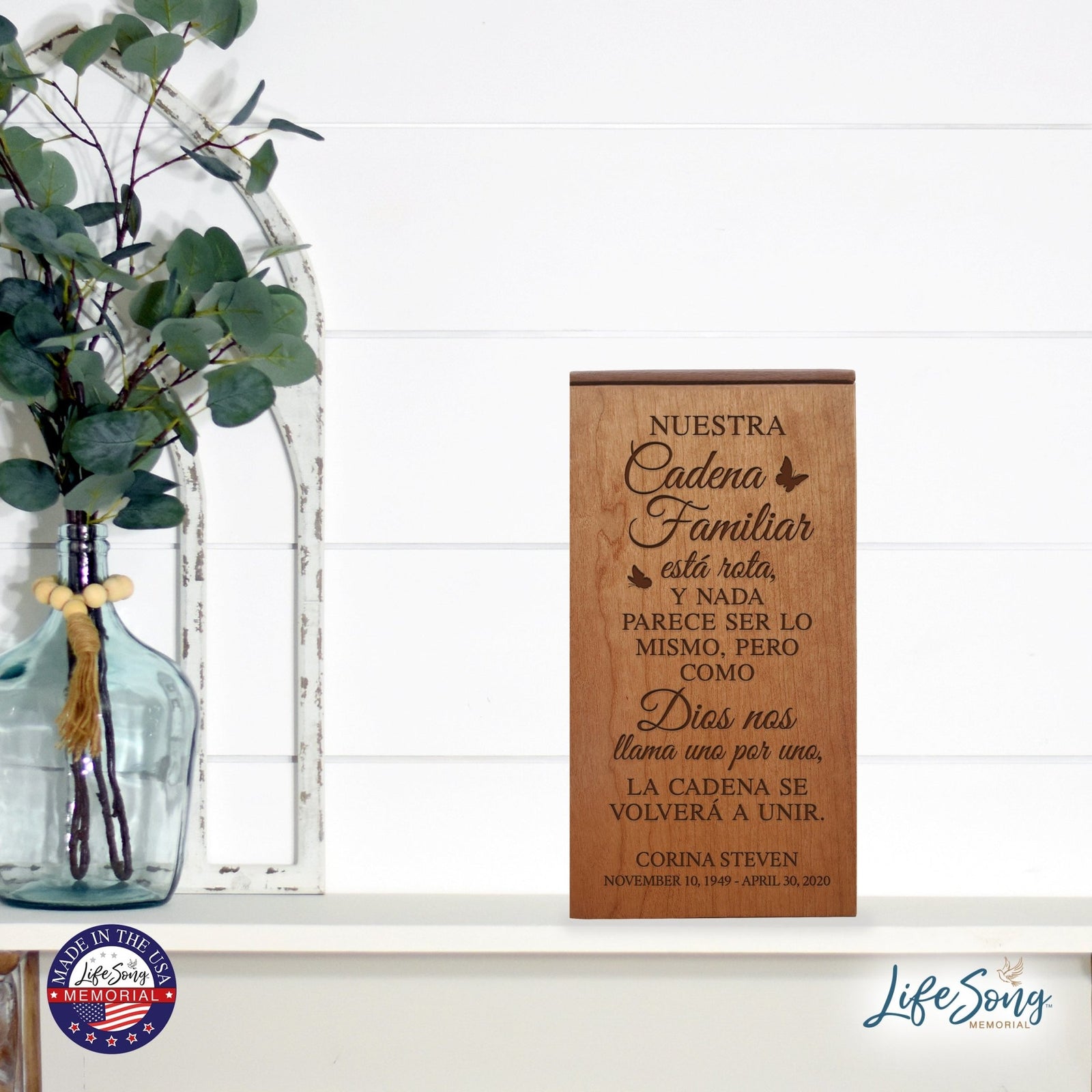 Personalized Wooden Keepsake Urn Box for Adults
