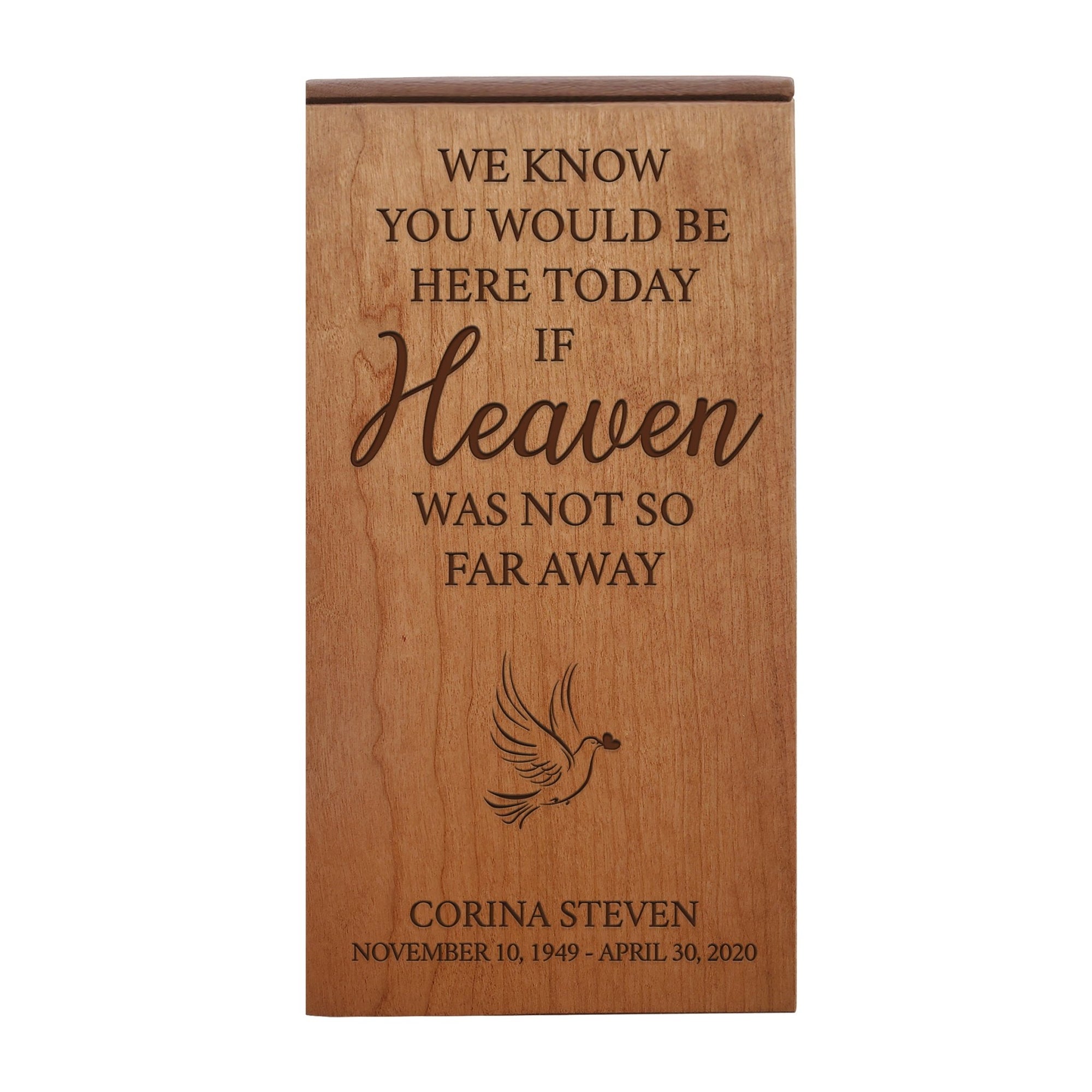 Custom Engraved Memorial Keepsake Urn Box holds 100 cu in of Ashes We Know You Would Be - LifeSong Milestones