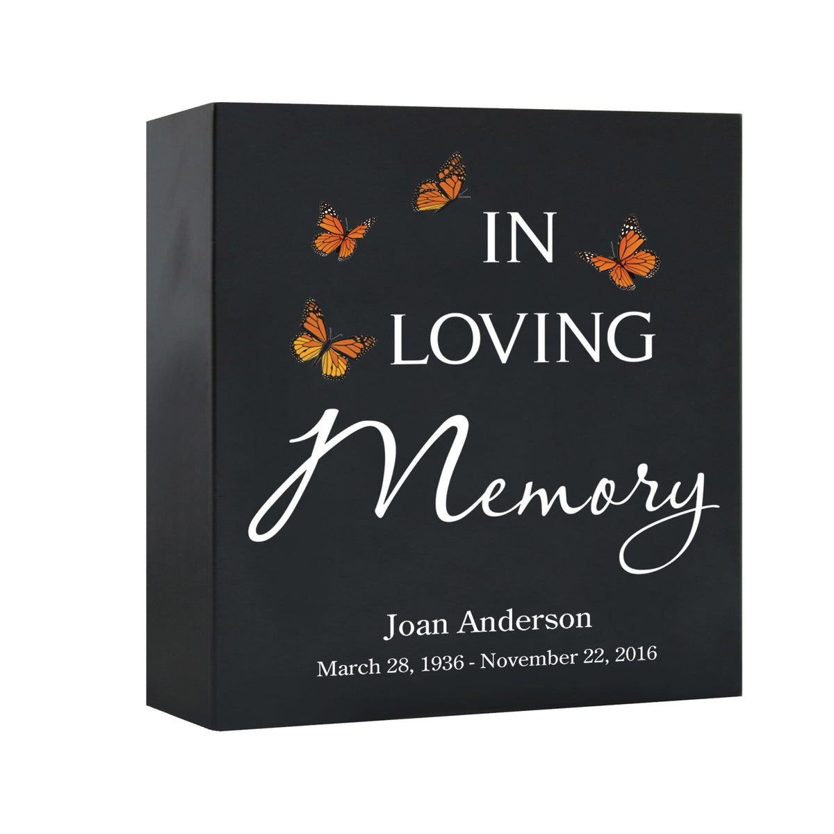 Custom Engraved Memorial Keepsake Wooden Cremation Shadow Box and Urn 10x10in Holds 189 Cu Inches Of Human Ashes In Loving Memory - LifeSong Milestones