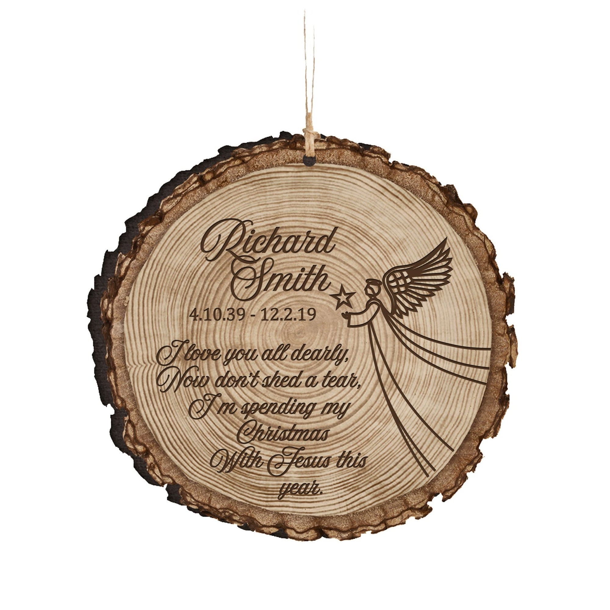 Custom Engraved Memorial Ornament for Loss of Loved One- I Love You All Dearly - LifeSong Milestones