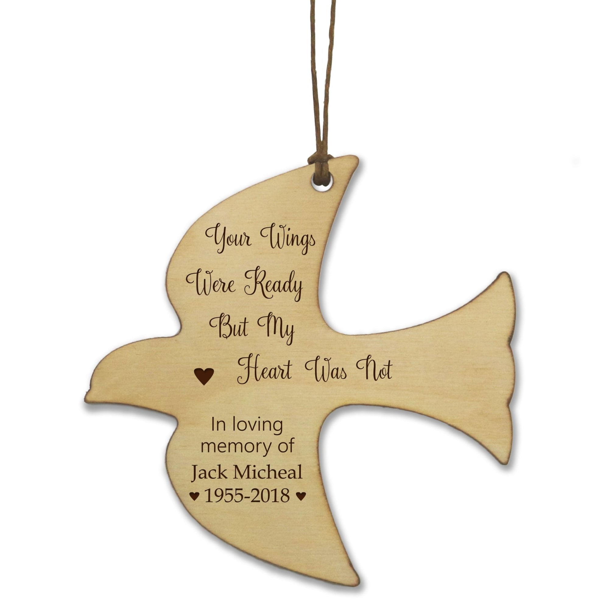 Custom Engraved Memorial Ornament for Loss of Loved One-Your Wings Were Ready My Love - LifeSong Milestones