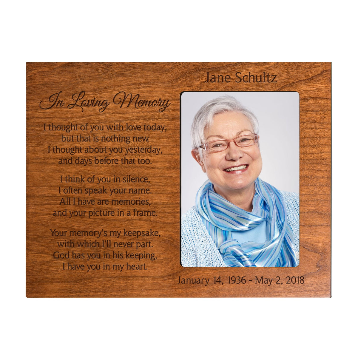 Custom Engraved Memorial Picture Frame 10x8in Holds 4x6 Photo - In Loving Memory - LifeSong Milestones