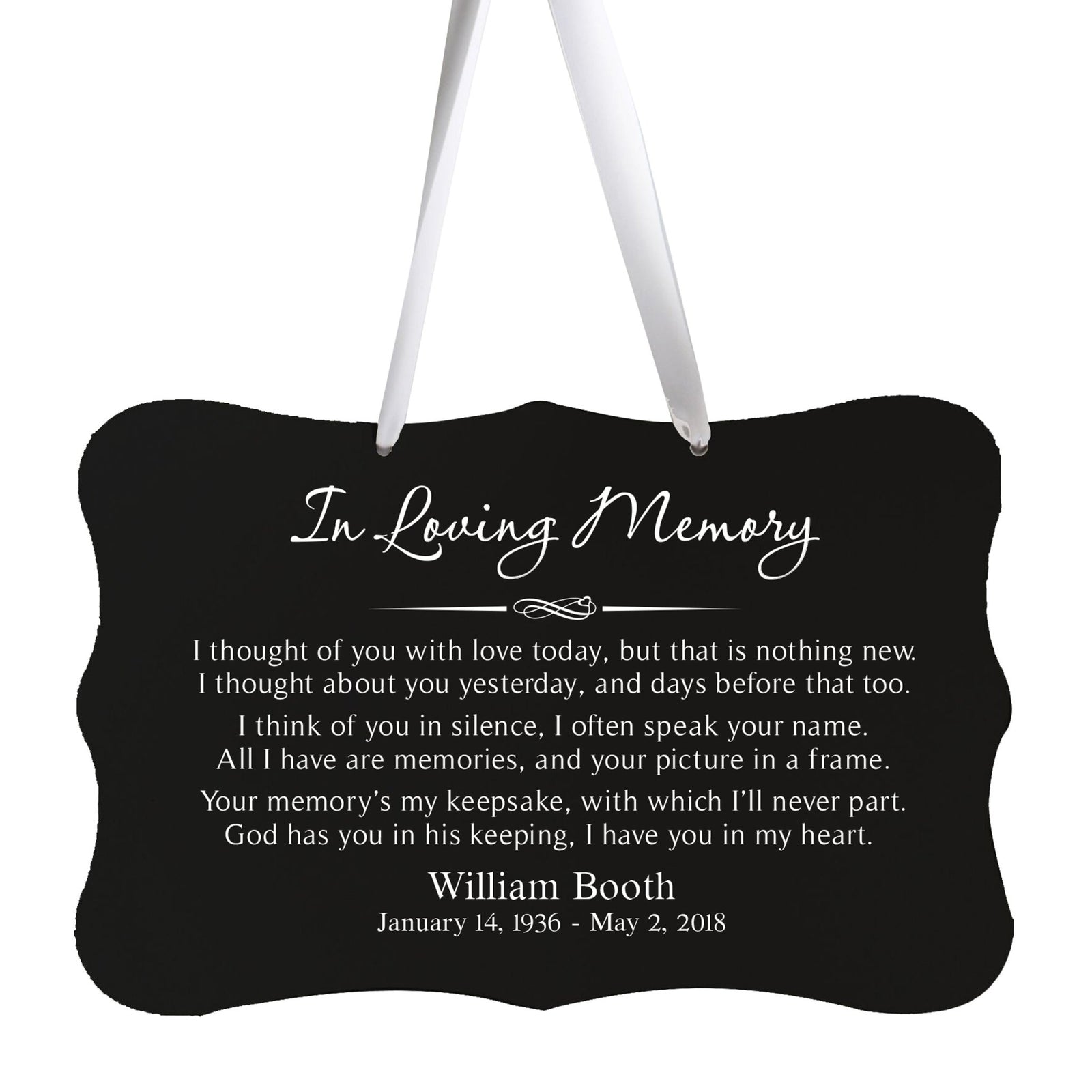 Custom Engraved Memorial Ribbon Wall Hanging Sign 12x8in - In Loving Memory - LifeSong Milestones