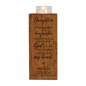 Custom Engraved Memorial Square Vertical Single Votive Candle Holder and Urn holds 70 cu in of ashes in English Verse (Family, Daughter, Brother and Husband) - LifeSong Milestones
