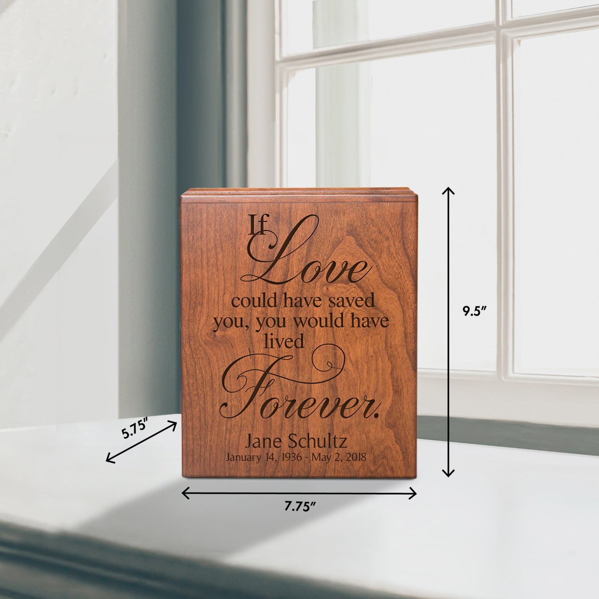 Custom Engraved Memorial Cremation Urn Box for Human Ashes 