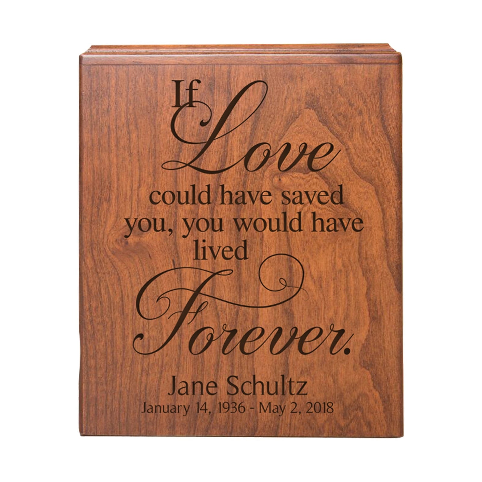 Handcrafted Memorial Urn Box with Custom Engraving for Ashes