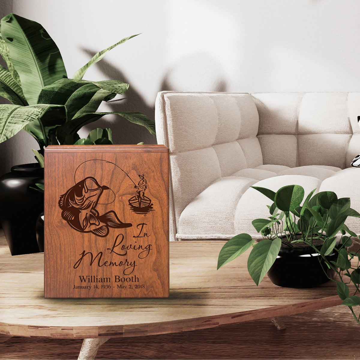 Elegant Memorial Urn Box for Ashes with Custom Engraving
