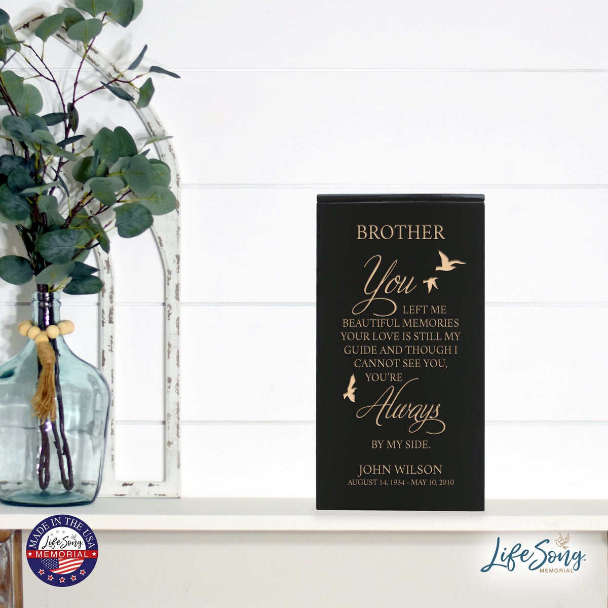 Custom Engraved Wooden Cremation Urn Box for Human Ashes