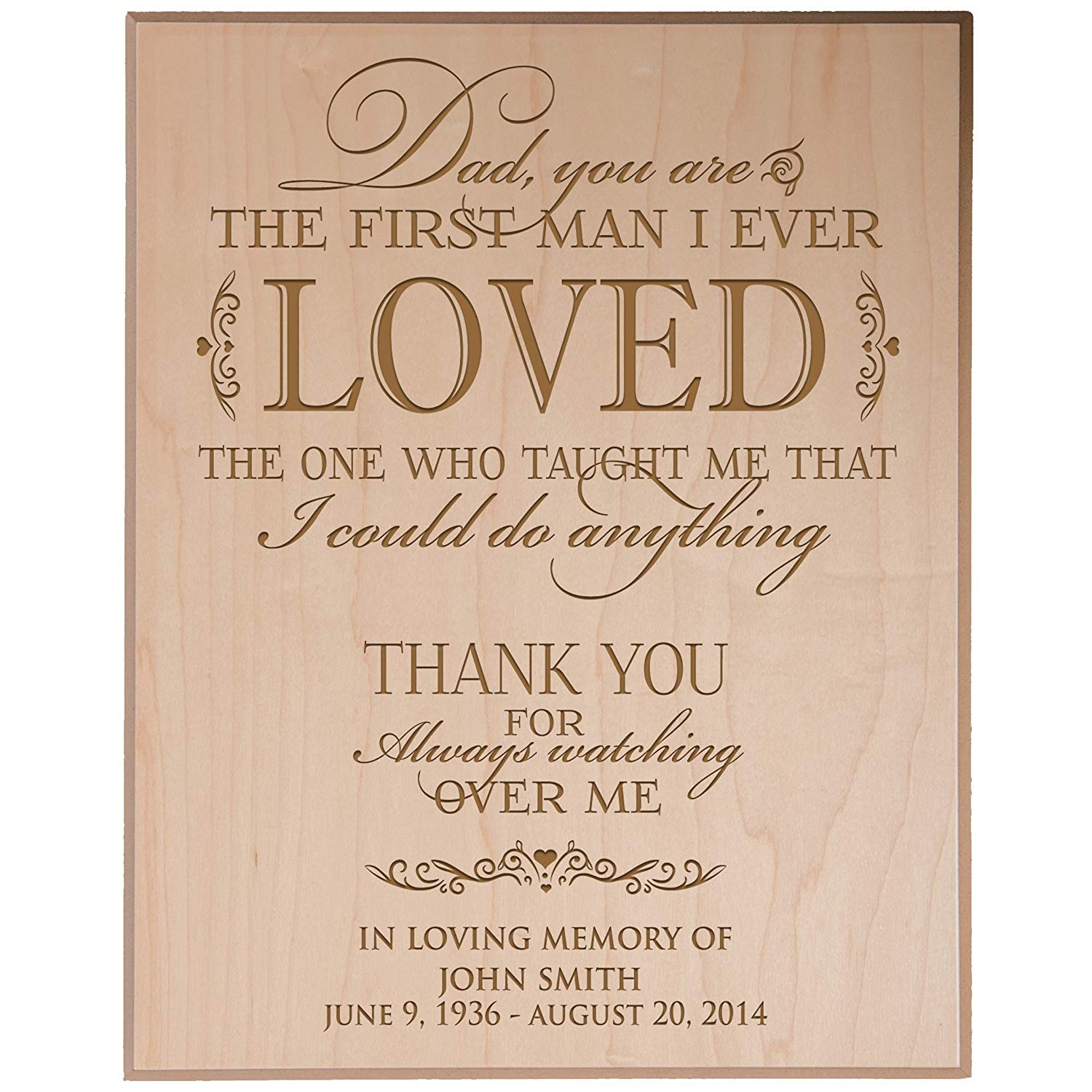 Custom Engraved Memorial Wooden Wall Plaque First Man I Ever Loved 12x15 - LifeSong Milestones