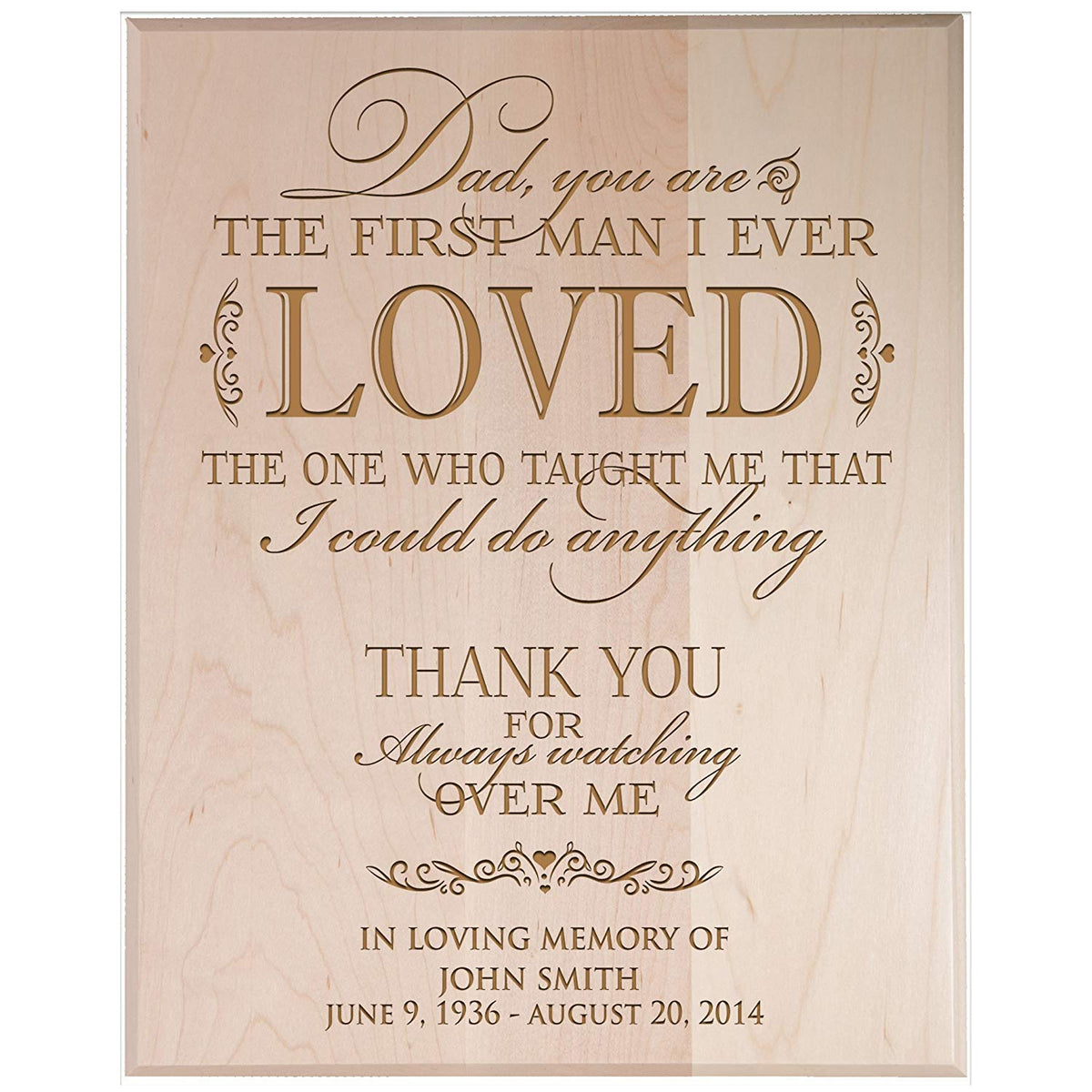 Custom Engraved Memorial Wooden Wall Plaque First Man I Ever Loved 12x15 - LifeSong Milestones