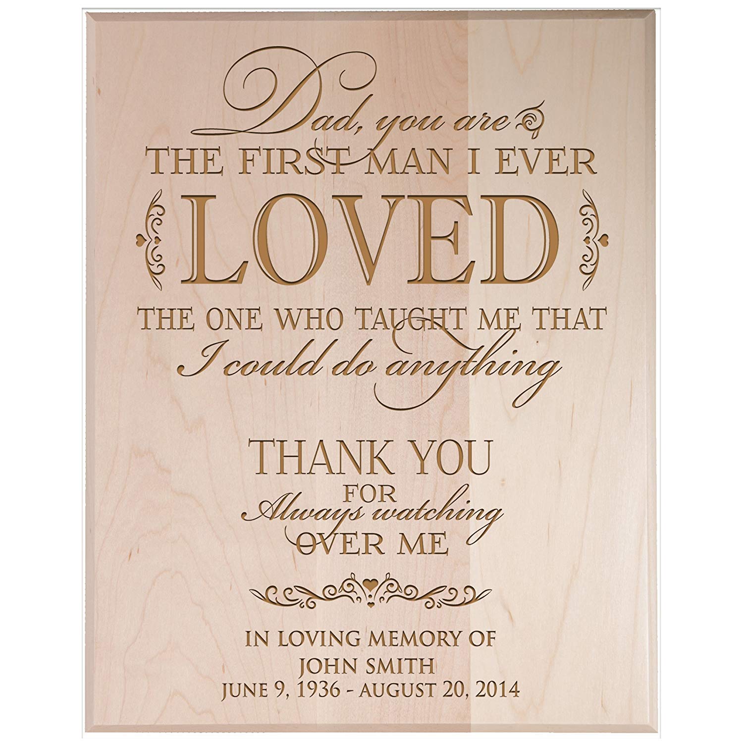 Custom Engraved Memorial Wooden Wall Plaque First Man I Ever Loved 12x15 - LifeSong Milestones