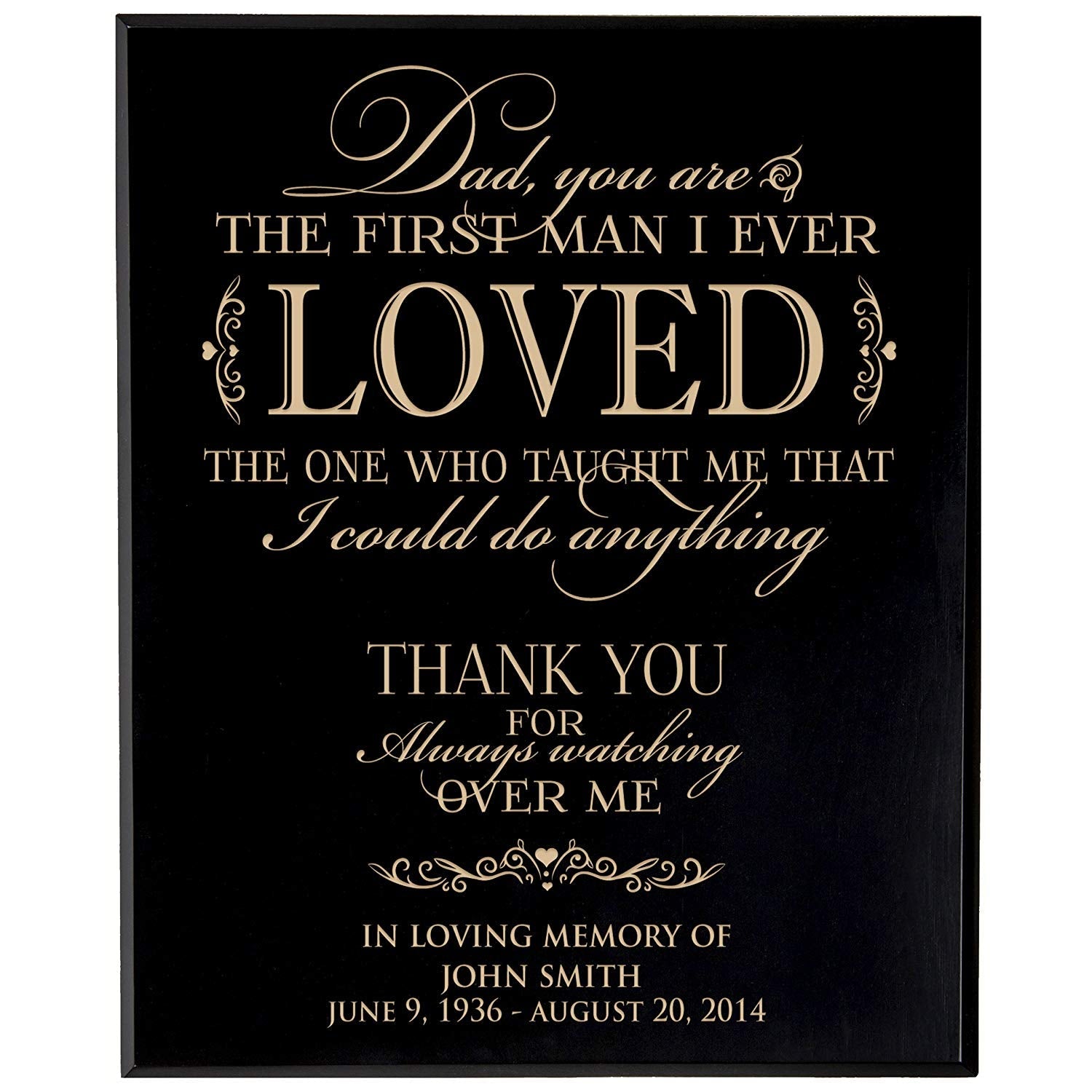 Custom Engraved Memorial Wooden Wall Plaque First Man I Ever Loved 12x15 - LifeSong Milestones