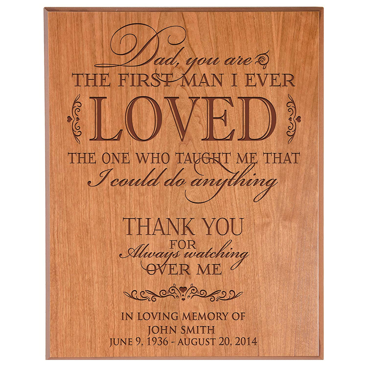 Custom Engraved Memorial Wooden Wall Plaque First Man I Ever Loved 12x15 - LifeSong Milestones