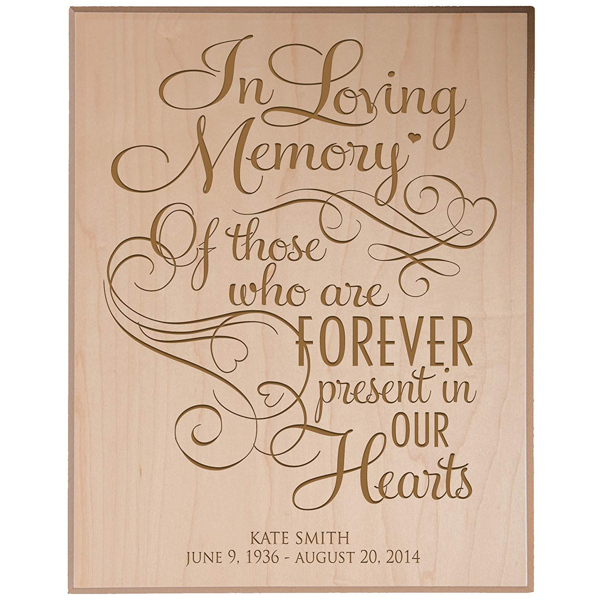 Custom Engraved Memorial Wooden Wall Plaque Forever In Memories 12x15 - LifeSong Milestones