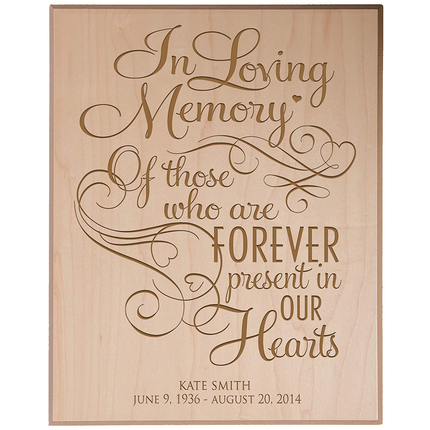 Custom Engraved Memorial Wooden Wall Plaque Forever In Memories 12x15 - LifeSong Milestones