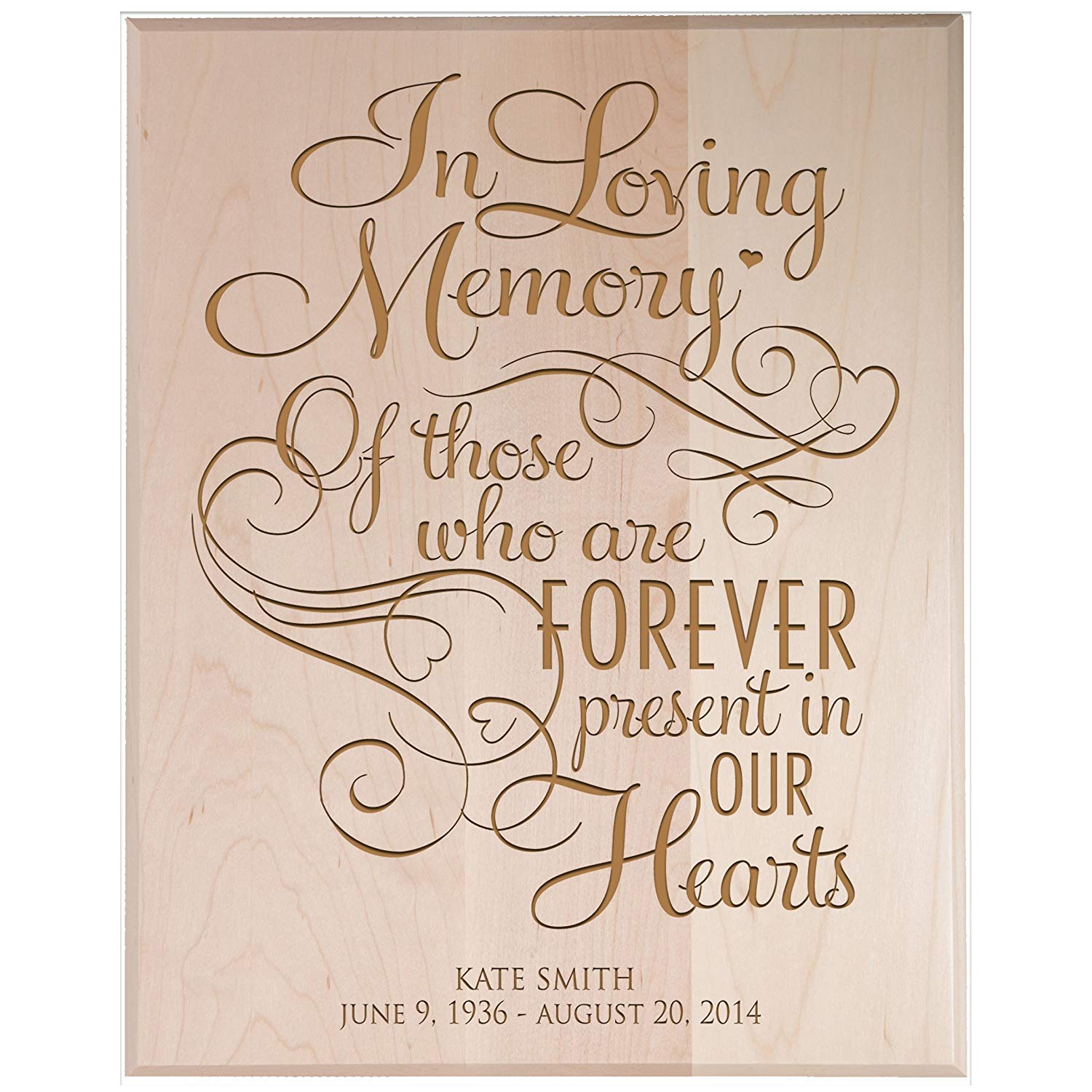 Custom Engraved Memorial Wooden Wall Plaque Forever In Memories 12x15 - LifeSong Milestones