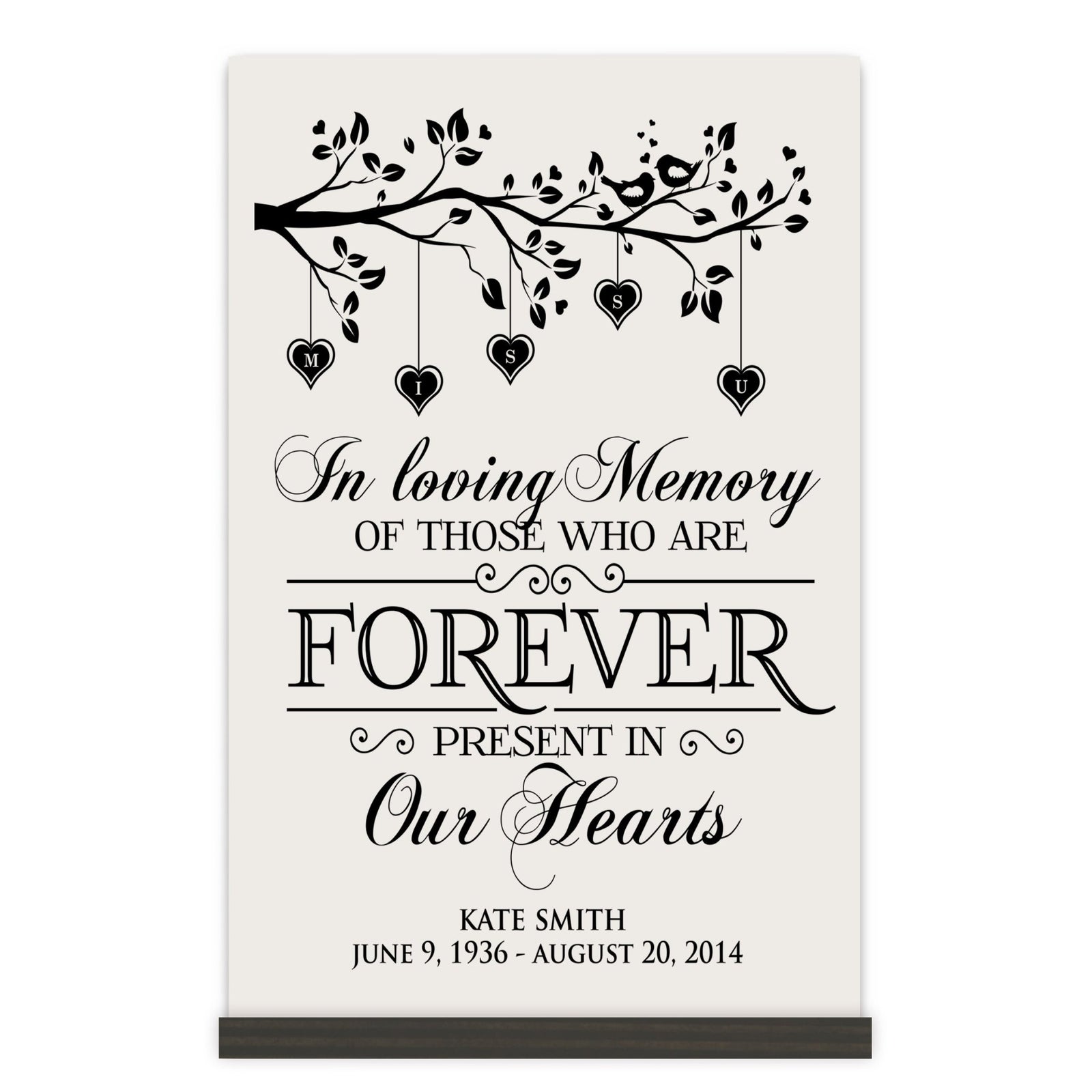 Custom Engraved Memorial Wooden Wall Plaque Forever Present 8x12 - LifeSong Milestones