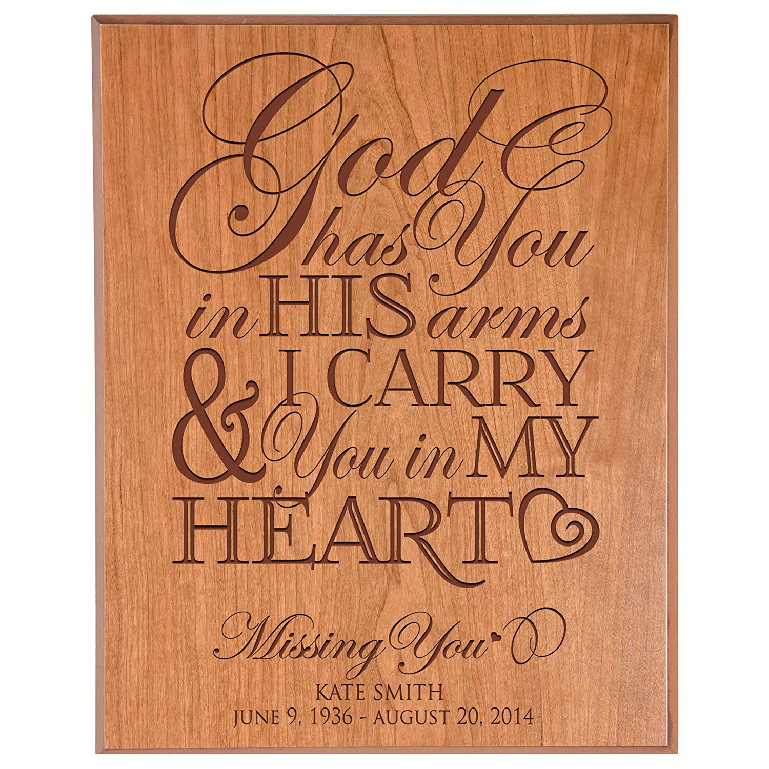 Custom Engraved Memorial Wooden Wall Plaque God Has You 12x15 - LifeSong Milestones