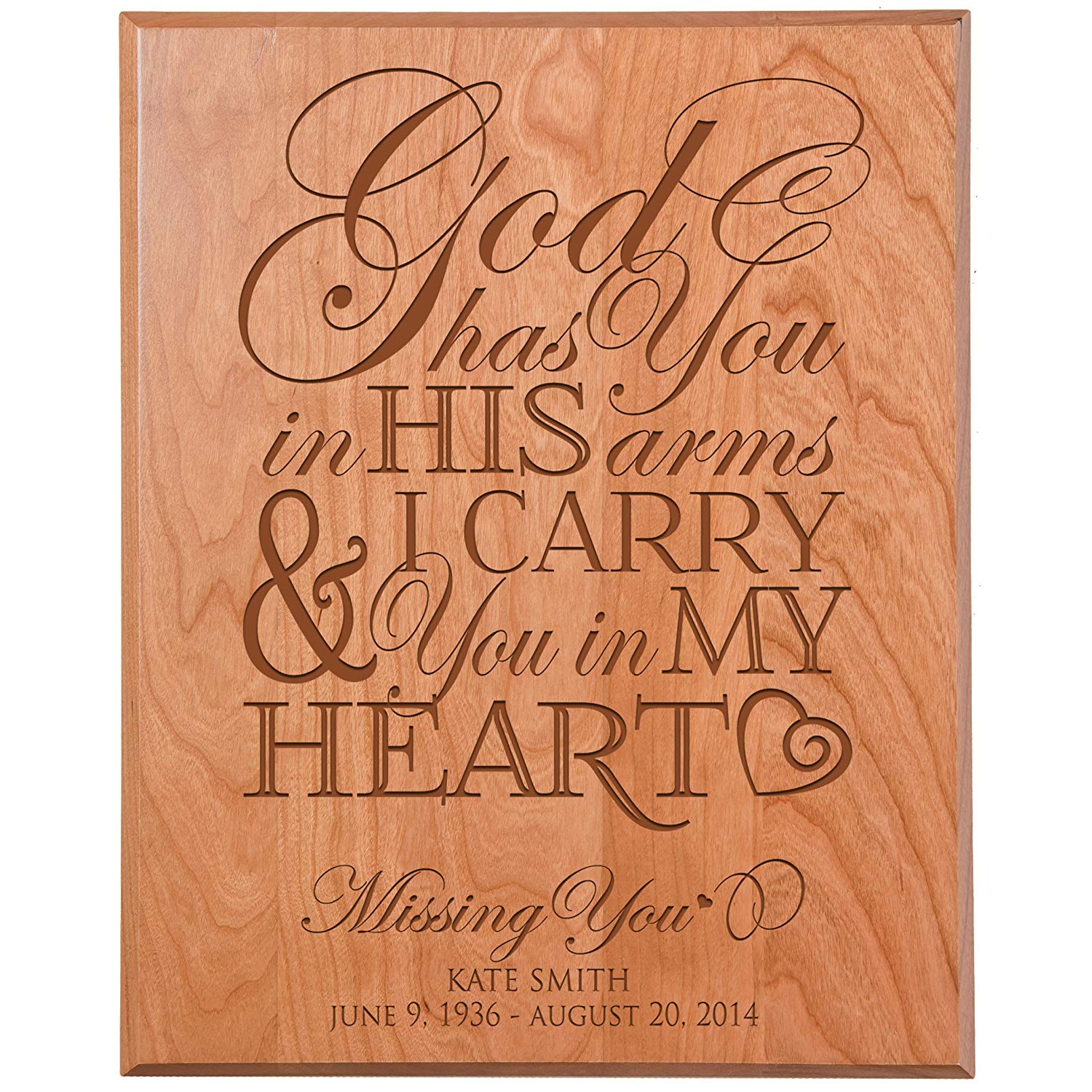 Custom Engraved Memorial Wooden Wall Plaque God Has You 12x15 - LifeSong Milestones