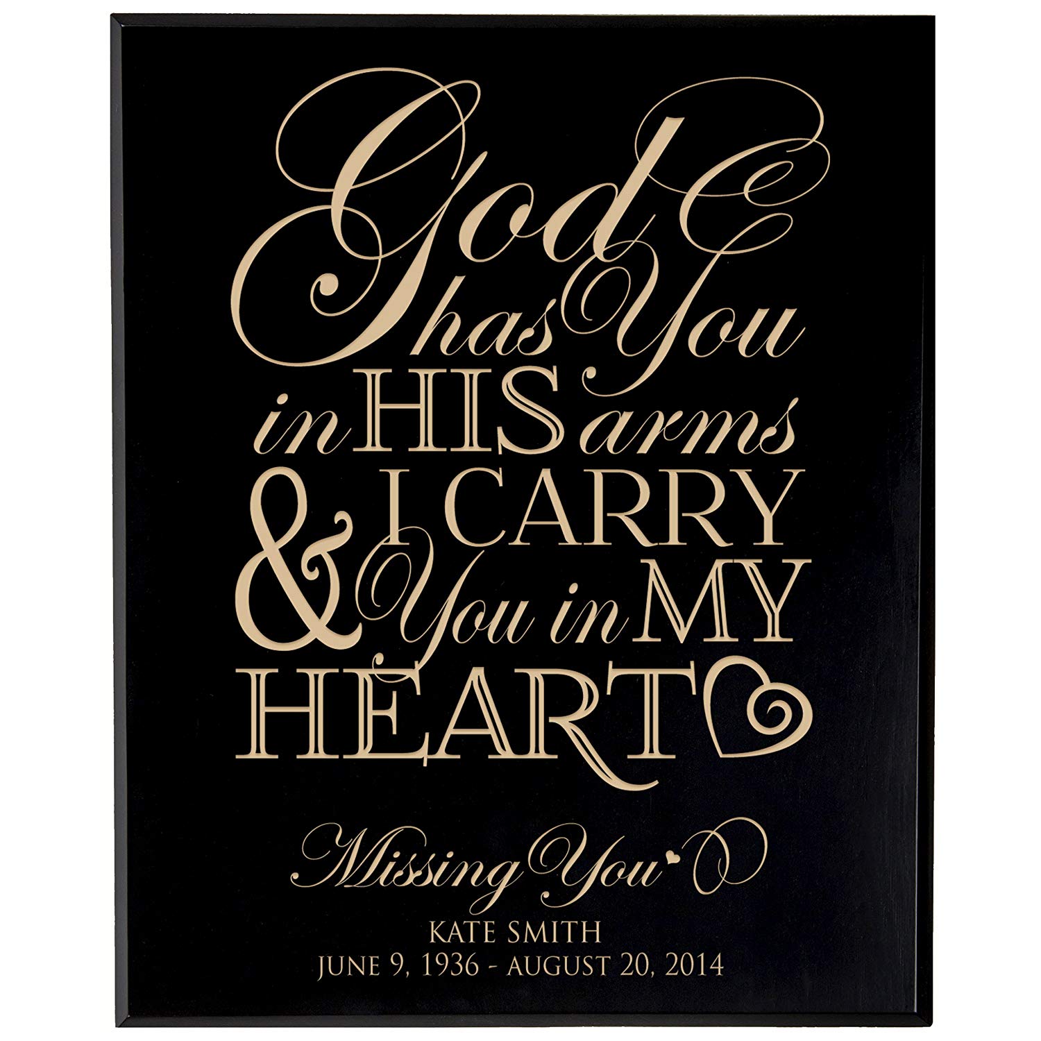 Custom Engraved Memorial Wooden Wall Plaque God Has You 12x15 - LifeSong Milestones