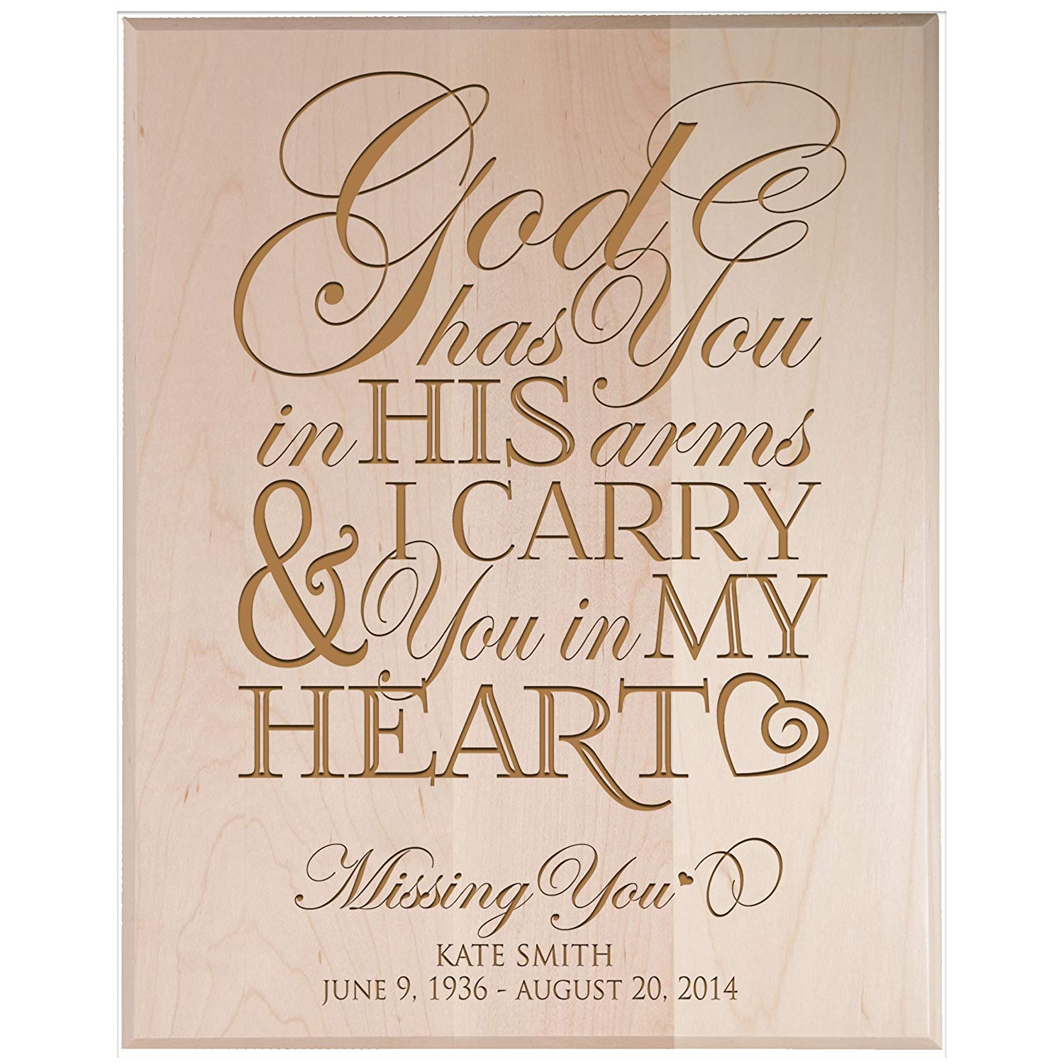 Custom Engraved Memorial Wooden Wall Plaque God Has You 12x15 - LifeSong Milestones