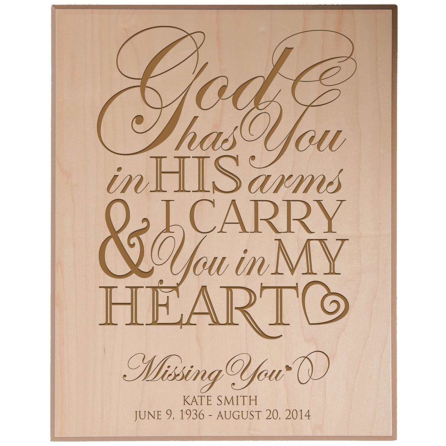 Custom Engraved Memorial Wooden Wall Plaque God Has You 12x15 - LifeSong Milestones