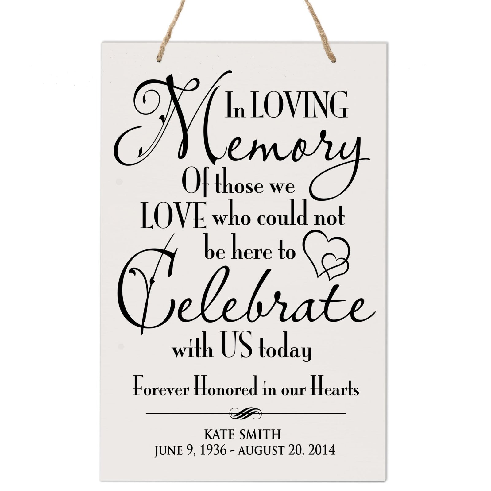 Custom Engraved Memorial Wooden Wall Plaque Honored In Our Hearts 8x12 - LifeSong Milestones
