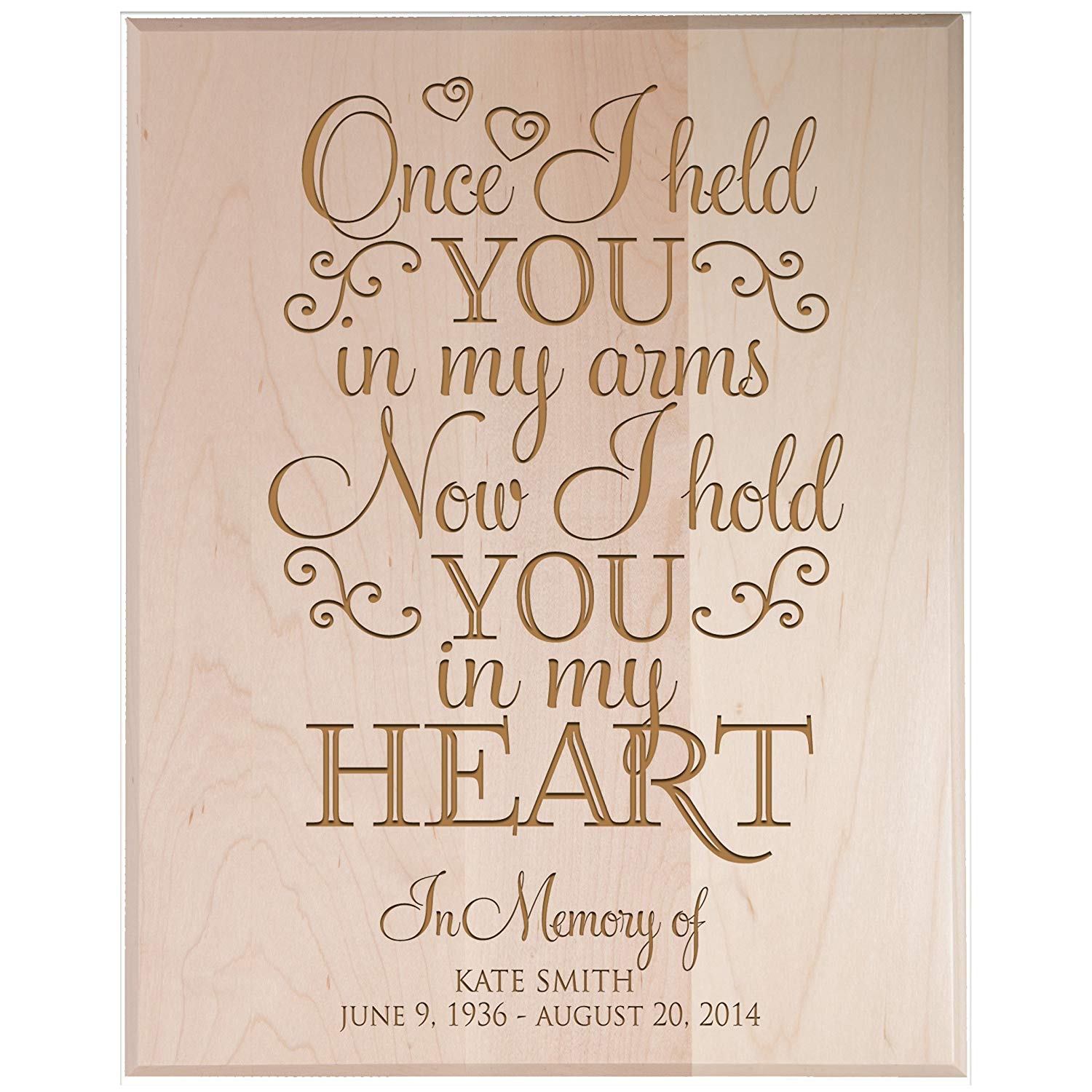 Custom Engraved Memorial Wooden Wall Plaque I Held You In My Arms 12x15 - LifeSong Milestones