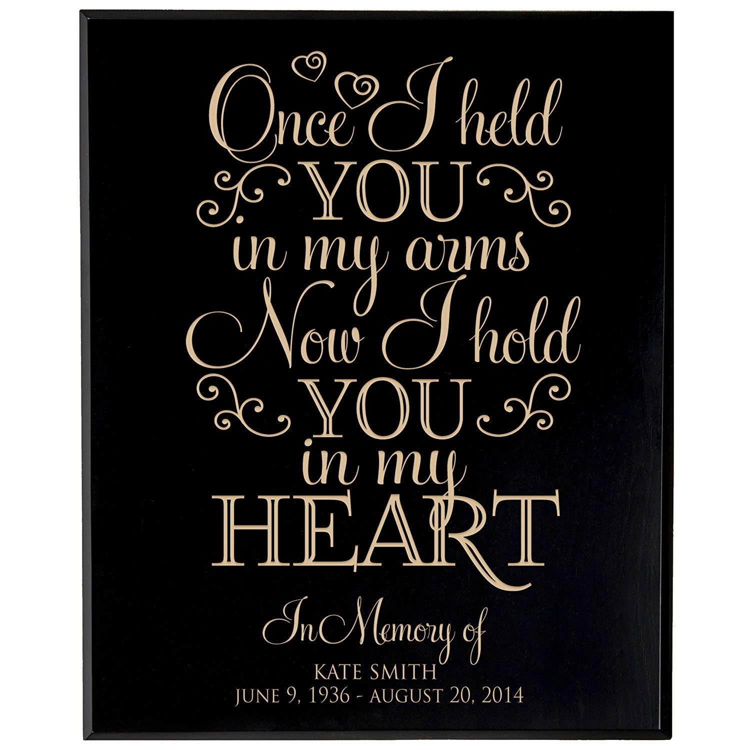 Custom Engraved Memorial Wooden Wall Plaque I Held You In My Arms 12x15 - LifeSong Milestones