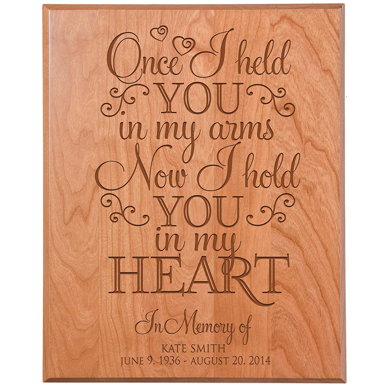 Custom Engraved Memorial Wooden Wall Plaque I Held You In My Arms 12x15 - LifeSong Milestones