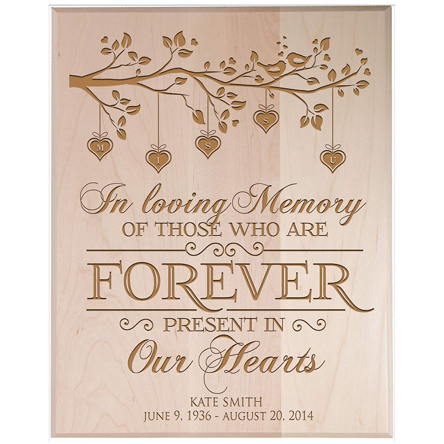 Custom Engraved Memorial Wooden Wall Plaque In Loving Memory 12x15 - LifeSong Milestones
