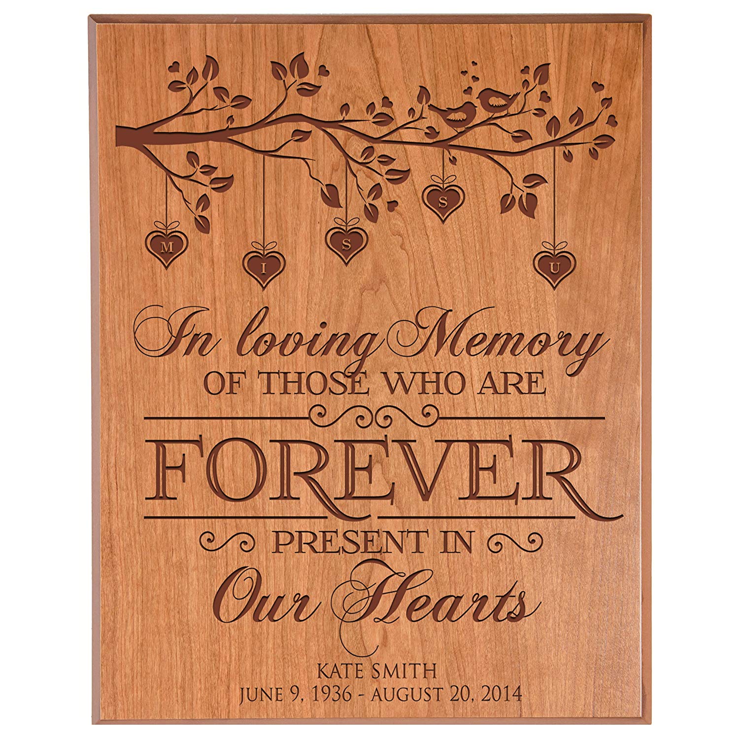 Custom Engraved Memorial Wooden Wall Plaque In Loving Memory 12x15 - LifeSong Milestones