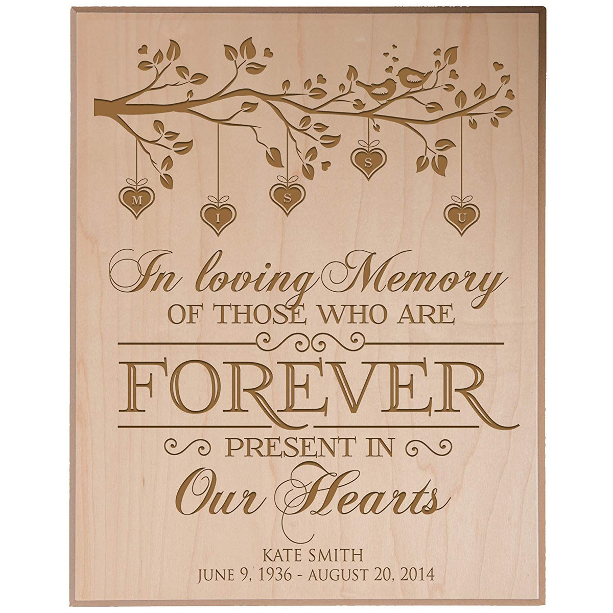 Custom Engraved Memorial Wooden Wall Plaque In Loving Memory 12x15 - LifeSong Milestones