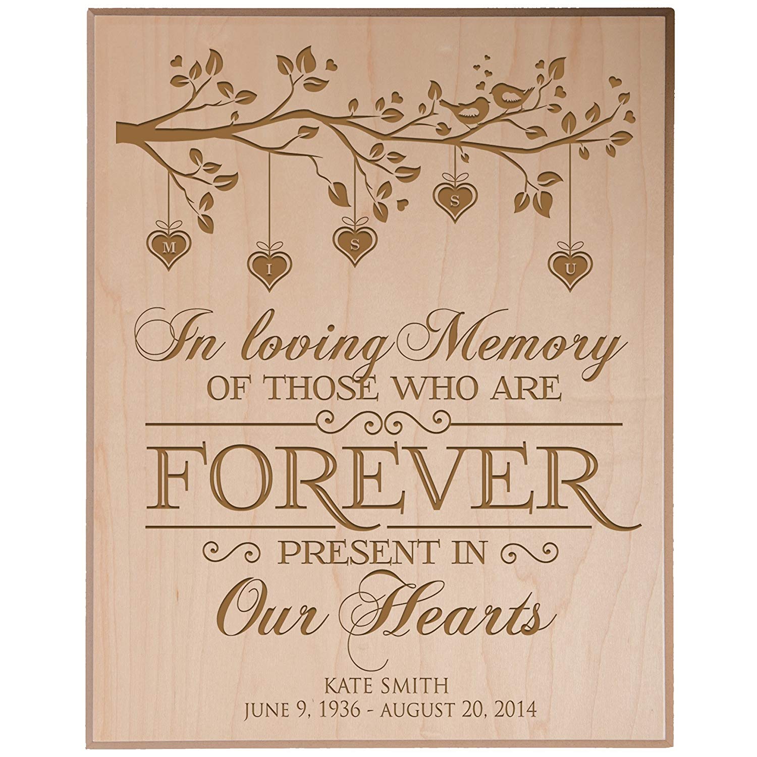 Custom Engraved Memorial Wooden Wall Plaque In Loving Memory 12x15 - LifeSong Milestones