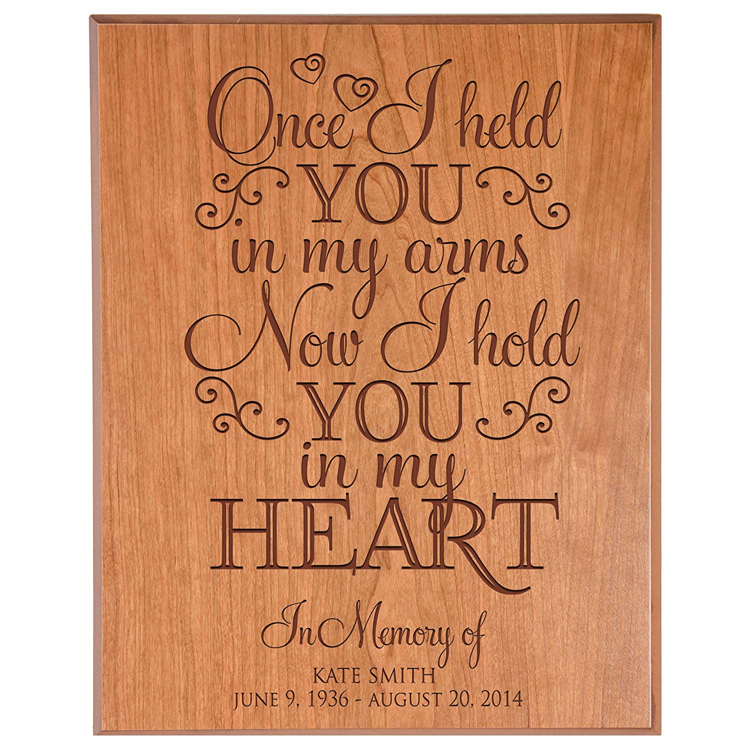 Custom Engraved Memorial Wooden Wall Plaque Now I Hold You 12x15 - LifeSong Milestones