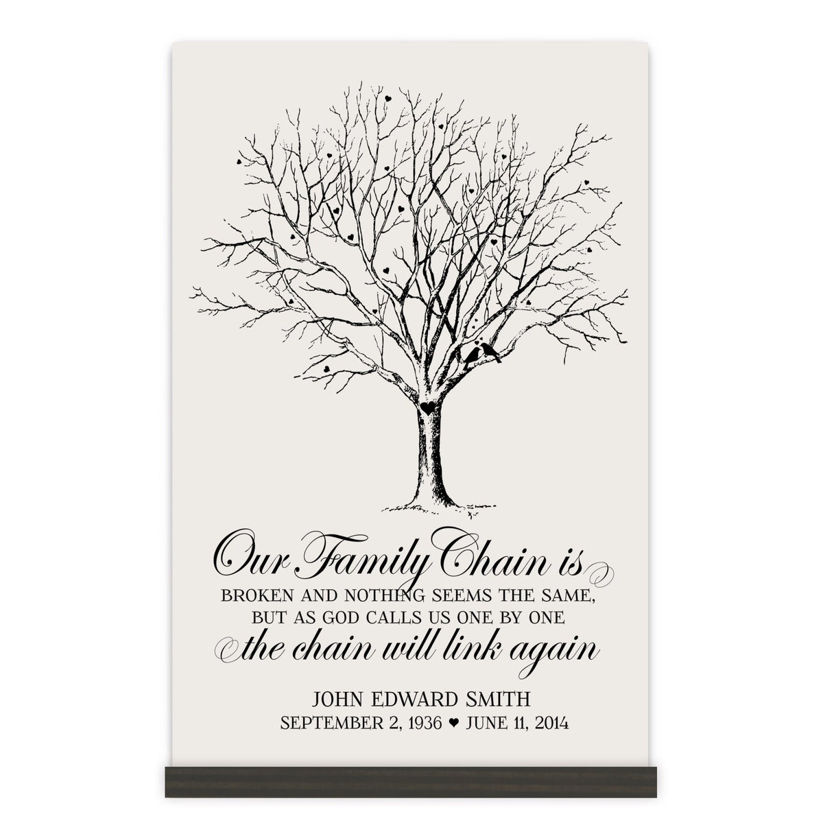 Custom Engraved Memorial Wooden Wall Plaque Our Family Chain 8x12 - LifeSong Milestones