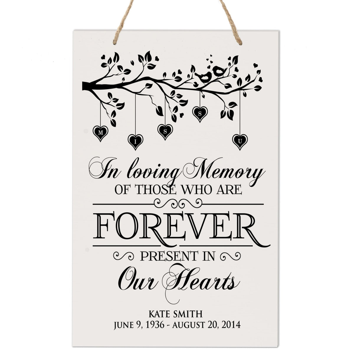 Custom Engraved Memorial Wooden Wall Plaque Present In Heaven 8x12 - LifeSong Milestones