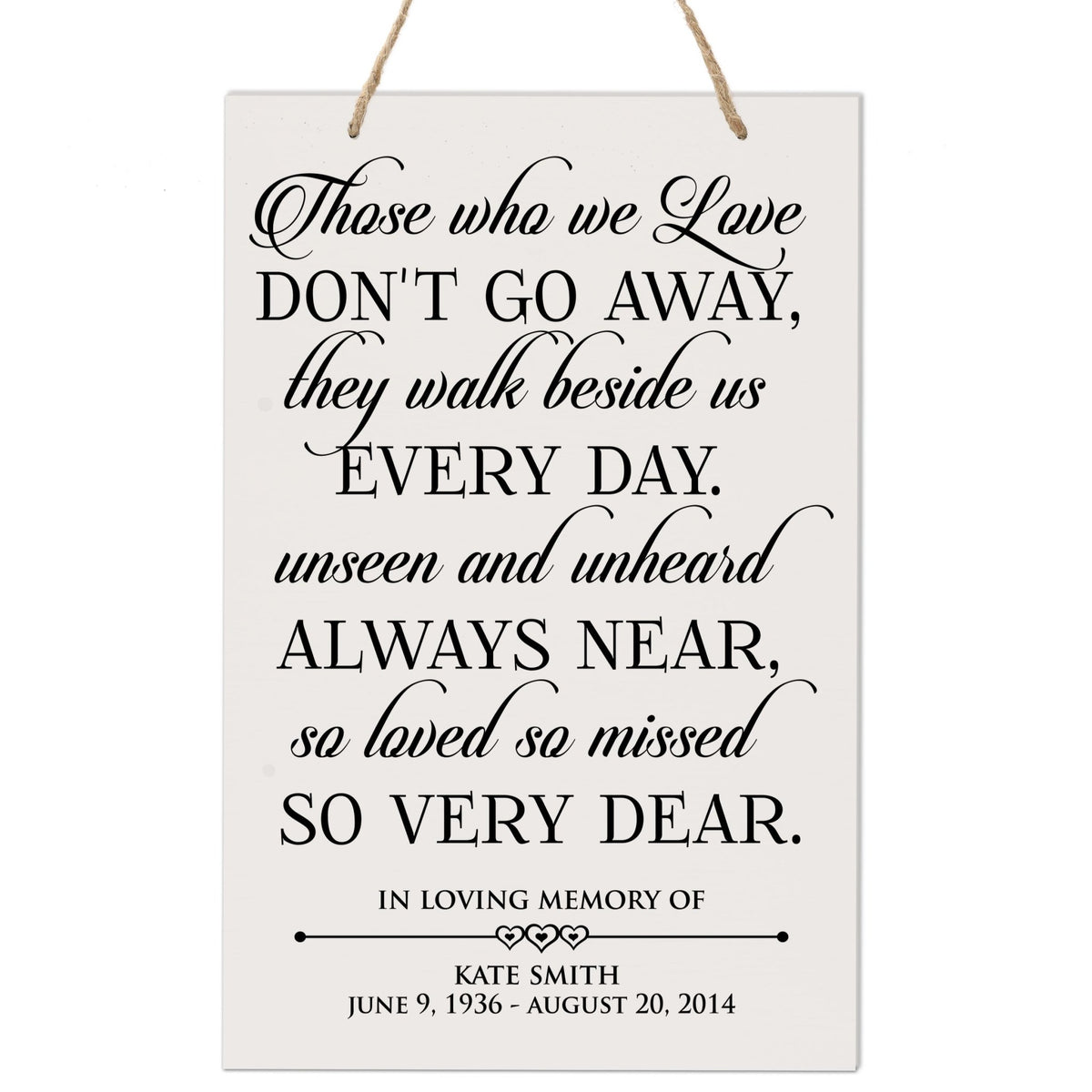Custom Engraved Memorial Wooden Wall Plaque Those Who Are Dear 8x12 - LifeSong Milestones