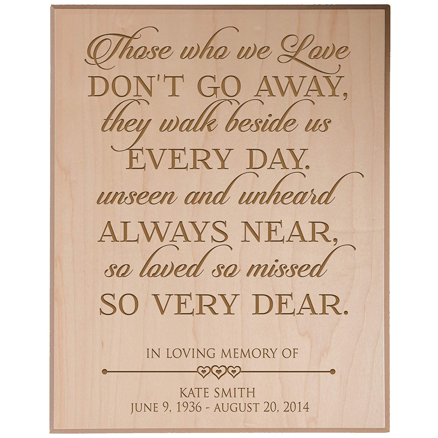 Custom Engraved Memorial Wooden Wall Plaque Very Dear 12x15 - LifeSong Milestones