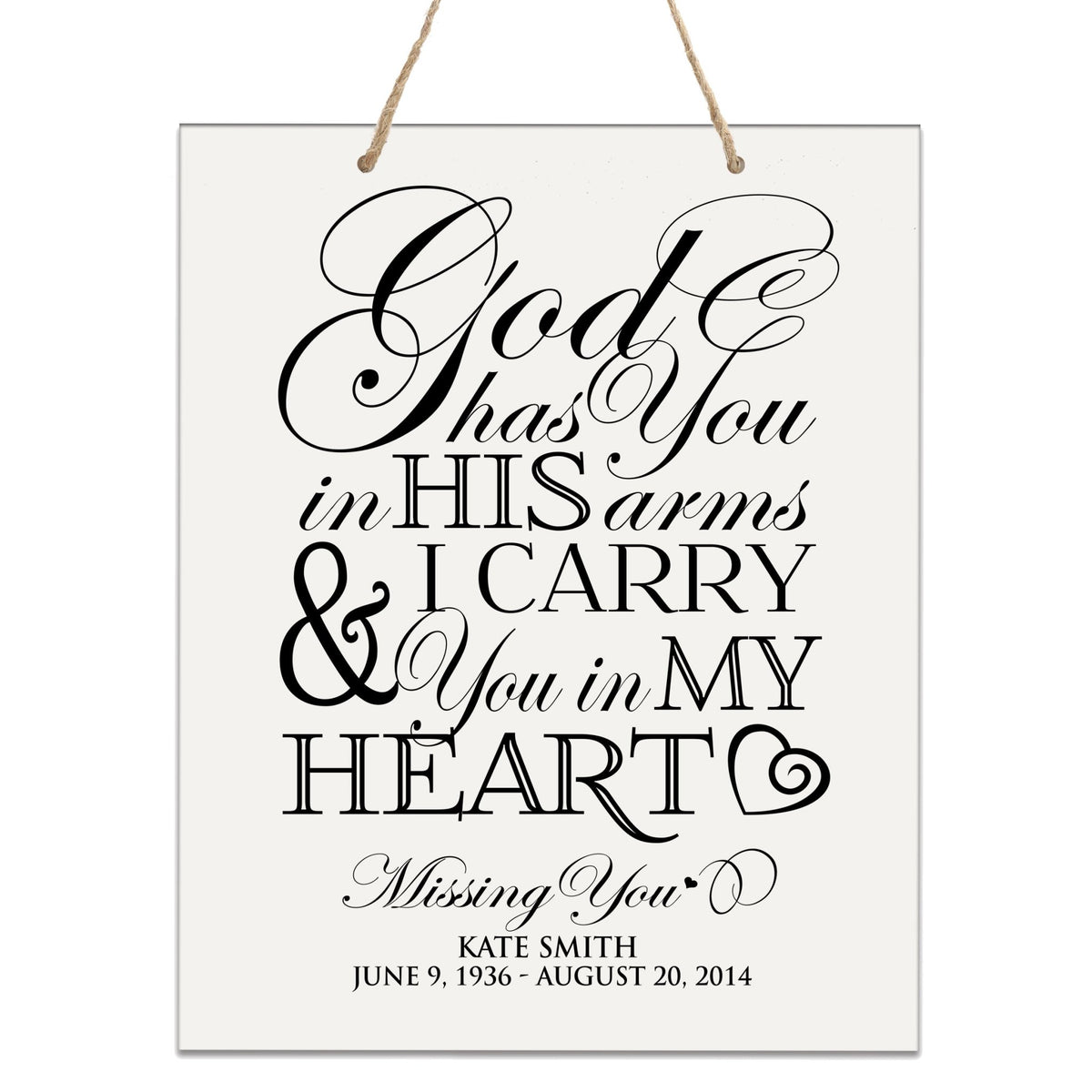 Custom Engraved Memorial Wooden Wall Plaque You In My Hearts 12x15 - LifeSong Milestones