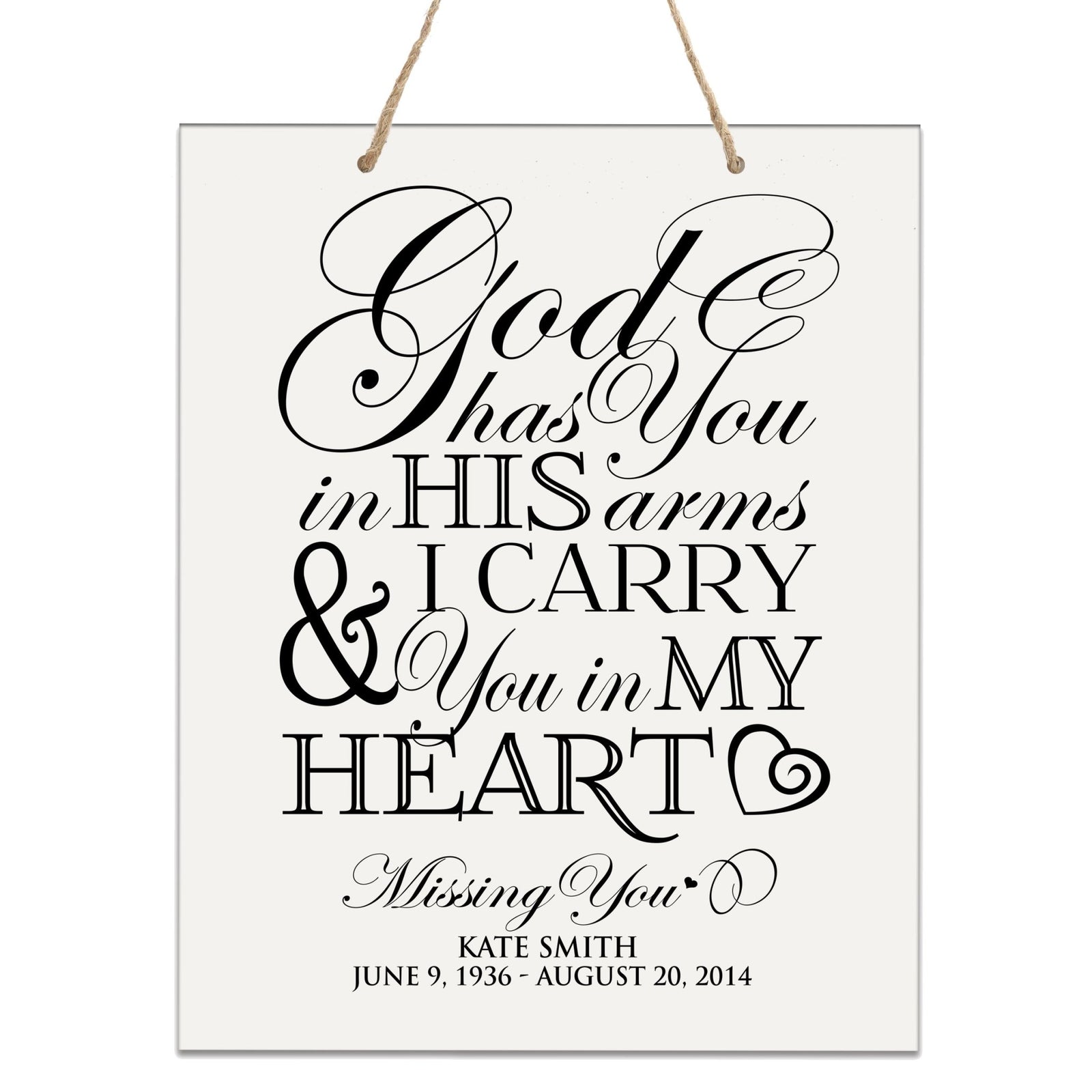 Custom Engraved Memorial Wooden Wall Plaque You In My Hearts 12x15 - LifeSong Milestones
