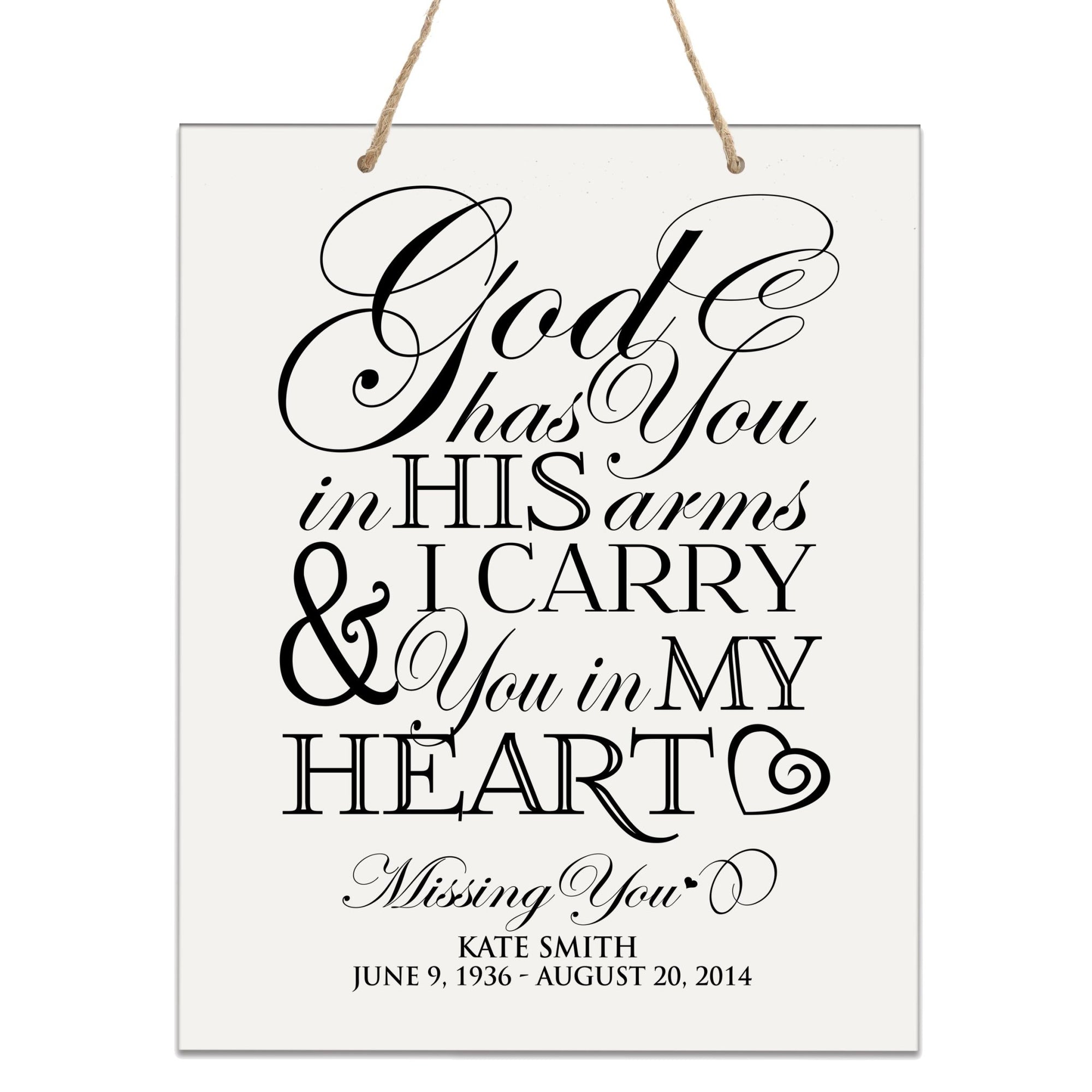 Custom Engraved Memorial Wooden Wall Plaque You In My Hearts 12x15 - LifeSong Milestones